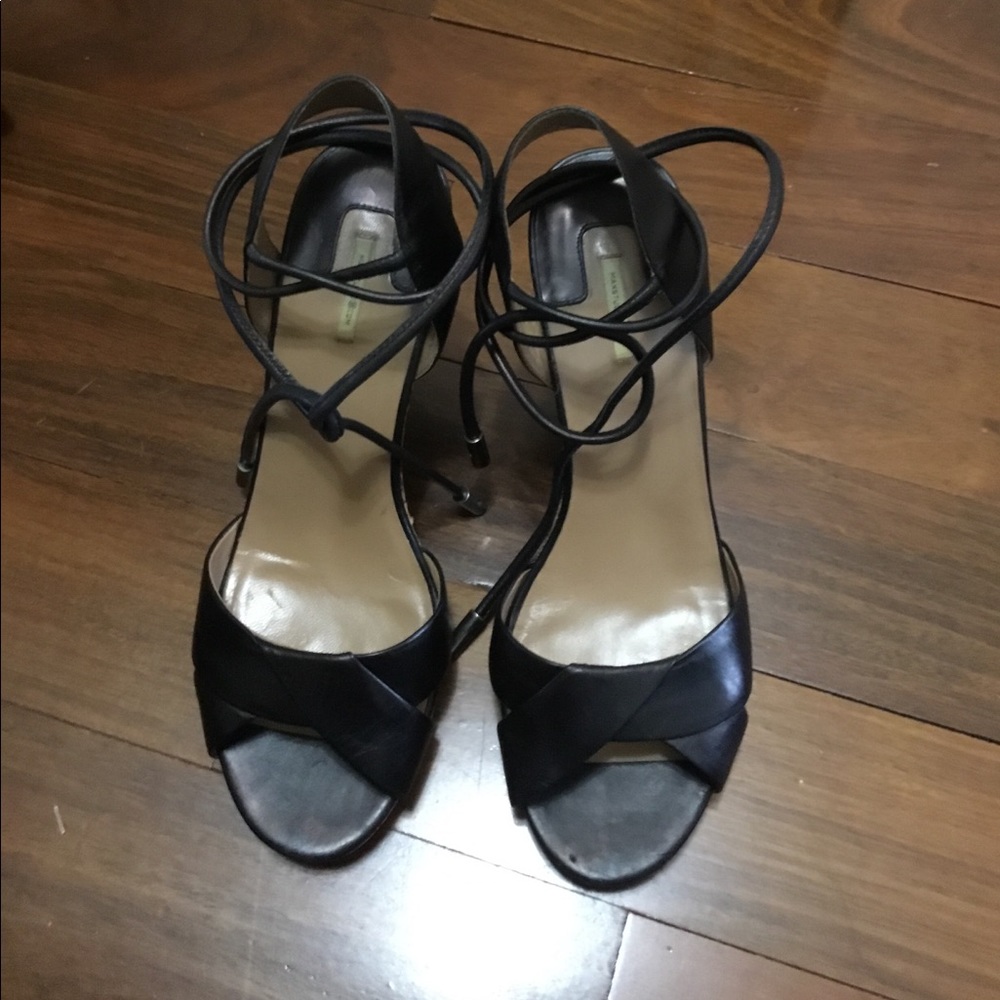 Max Studio leather sandals with ties.
